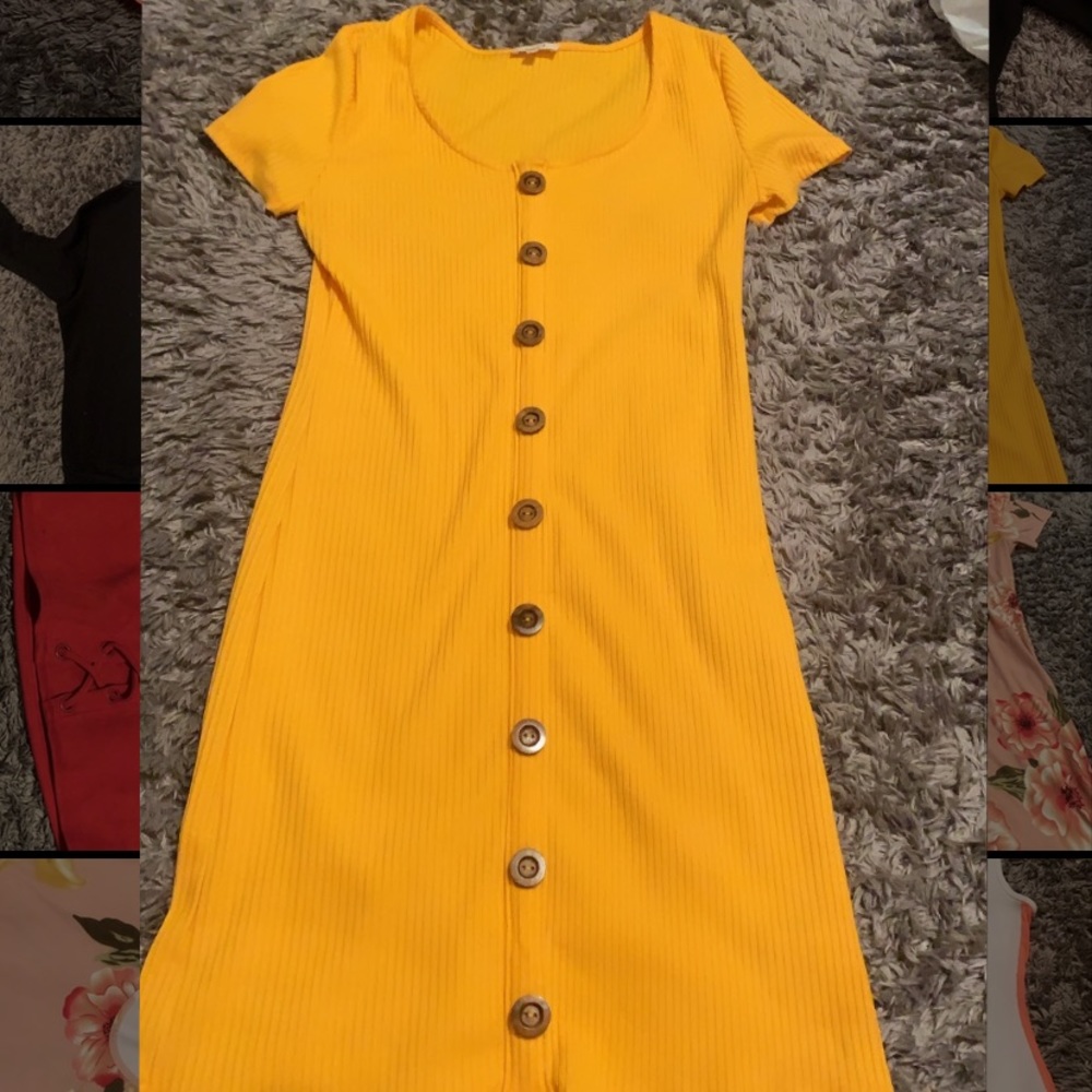 YELLOW BUTTON DOWN DRESS